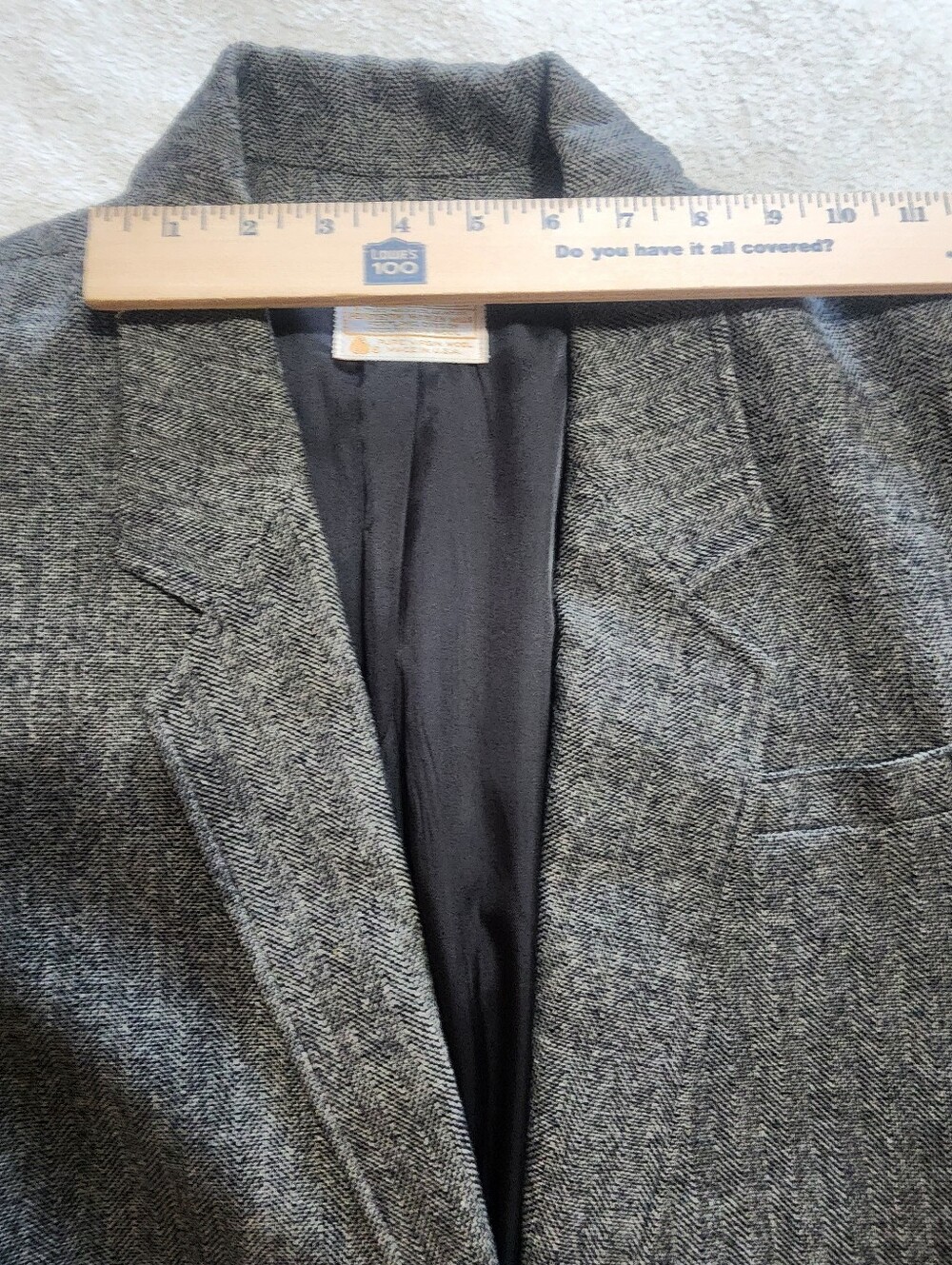 Vintage Pendleton Wool Skirt Suit Set Blazer Grey Herringbone Size 12 USA Made - Picture 13 of 16